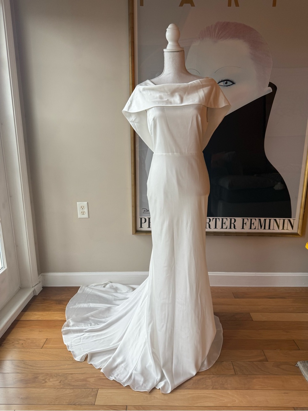 ASOS Bridal White Off-Shoulder Satin Dress